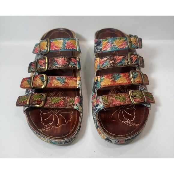 Spring Step L'Artiste Dandi Floral Tie Dye Sandals Size 40 US 9 Slip On EUC - Picture 2 of 6